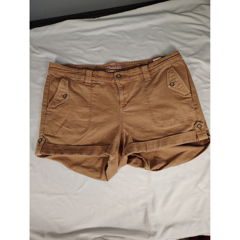 Torrid Womens Plus Size 20 Camel Tan Cargo Cuffed Shorts Stretch Cotton Utility